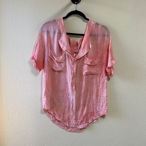 Free People Light Pink/Sheer Blouse Size Large